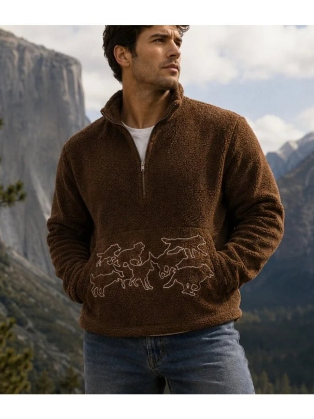 UO BDG Scotty Chainstitch Half Zip Fleece Rustic Gorpcore Outdoors Mens L